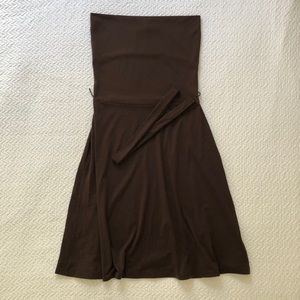 Brown jersey strapless dress